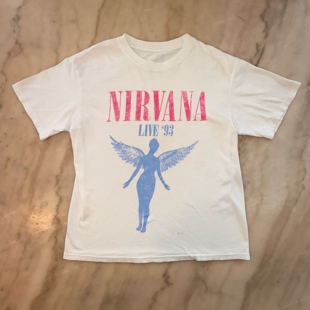 Nirvana Women's White Graphic Tee XS - Picture 2 of 9